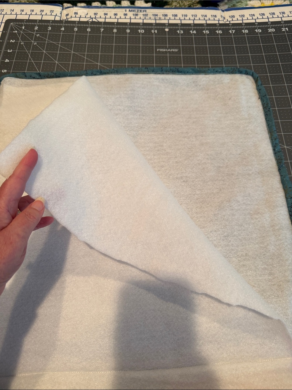 Project Handmade Quilted Roll-Up Organizer - Teal Gray Patchwork - Picture 6 of 13